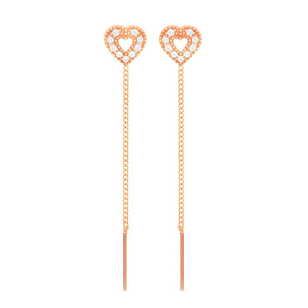 Золоті сережки протяжки «Серденька» з фіанітами (арт. 101742) – зображення 1
