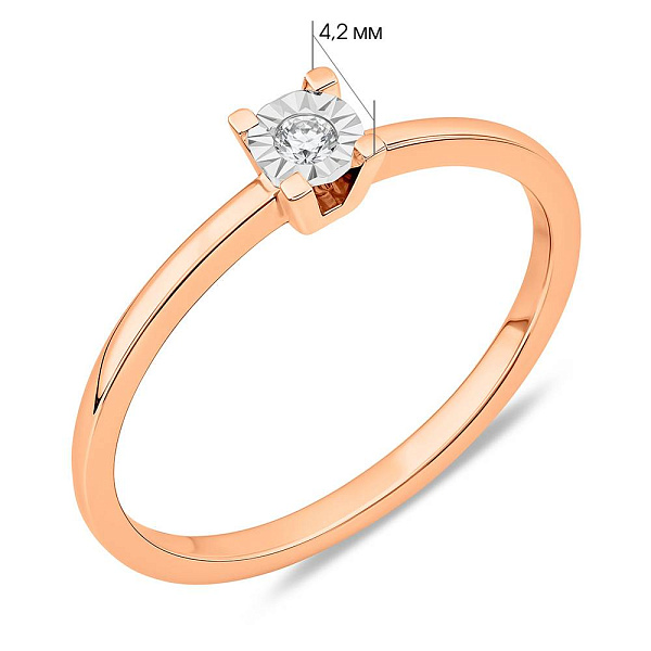 Золота каблучка з діамантом (арт. К011733005) – зображення 2