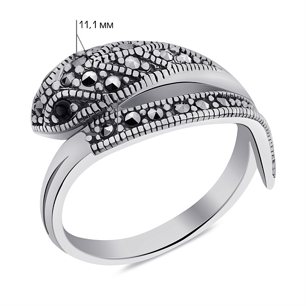 Серебряное кольцо Змея с альпинитами и марказитами (арт. 7401/8050мркак) – изображение 2