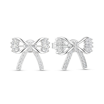 Фото Срібні сережки-пусети Бантики з фіанітами (арт. 7518/7325)