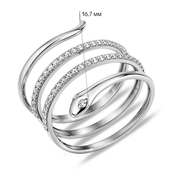 Кольцо из белого золота с фианитами (арт. 1401030б) – изображение 4