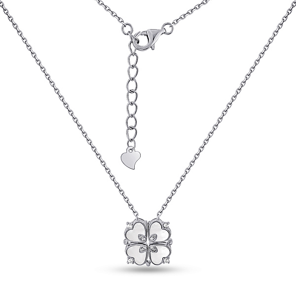 Серебряное колье Клевер с перламутром (арт. 7507/2203п) – изображение 3