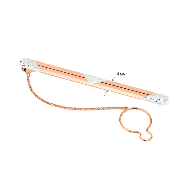 Затискач для краватки з червоного золота з родіюванням (арт. 200063ра) – зображення 2