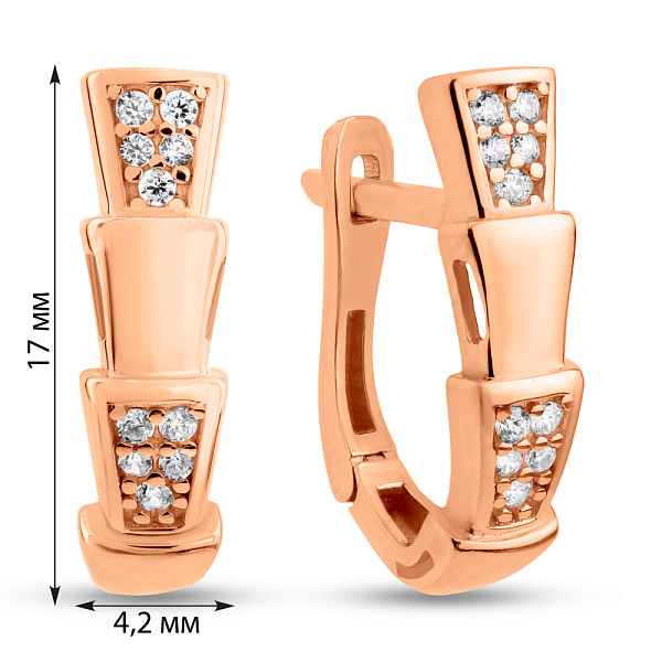 Золотые серьги с фианитами (арт. 1091395) – изображение 3