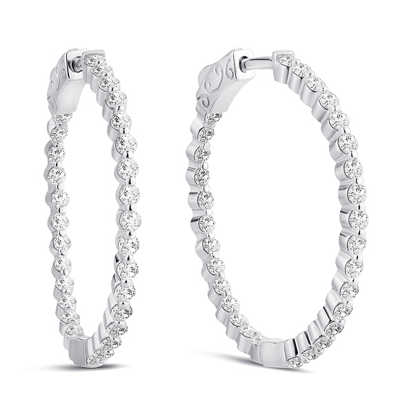 Срібні сережки-конго з доріжкою із фіанітів (арт. 7502/4812/30) – зображення 1