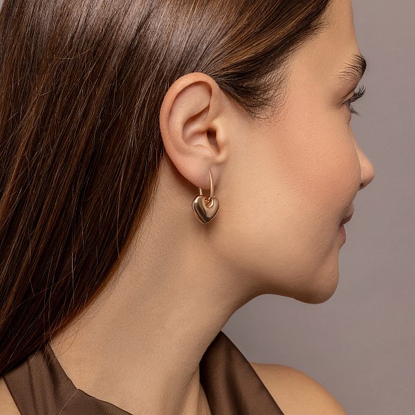 Золотые серьги Сердечки (арт. 1101223) – изображение 4