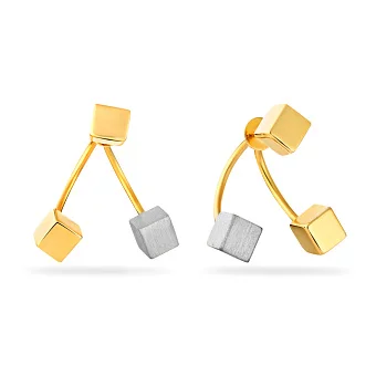 Золоті пусети-джекети в жовтому і білому кольорі металу (арт. 104576жбг)