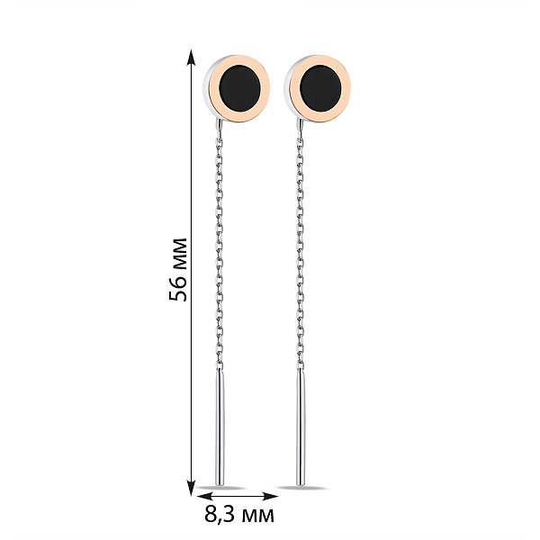 Серьги-протяжки из серебра с ониксом (арт. 7202/602осю) – изображение 2