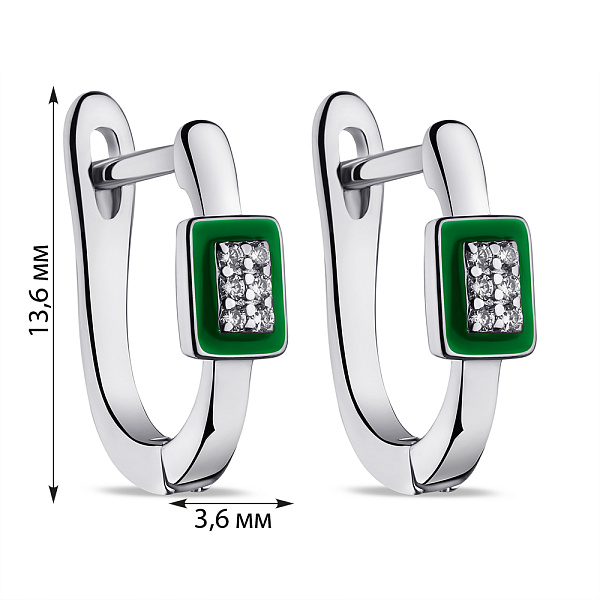 Сережки зі срібла з емаллю і фіанітами (арт. 7502/9496ез) – зображення 2