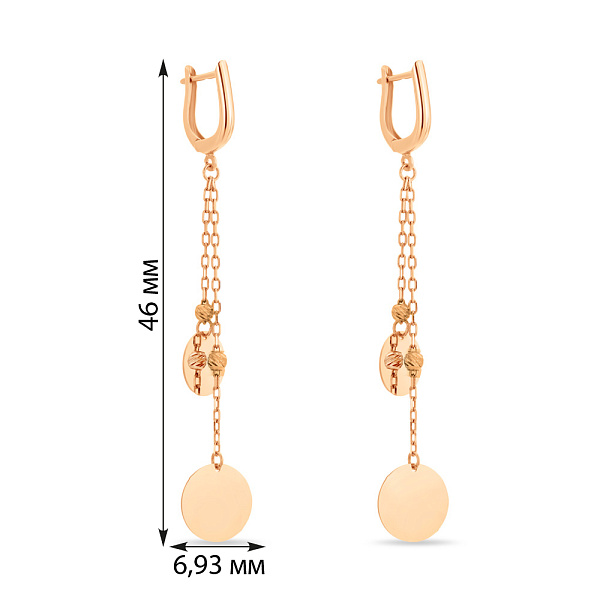 Довгі золоті сережки "Монети" без каміння (арт. 106526) – зображення 3