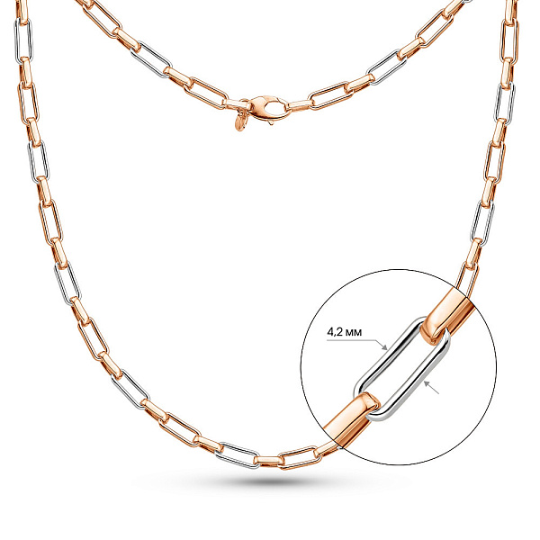 Ланцюжок з червоного і білого золота плетіння Якірне фантазійне (арт. 352455кб) – зображення 6