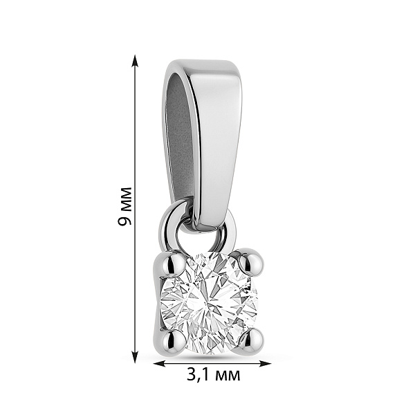 Кулон из белого золота с бриллиантом (арт. П011162015б) – изображение 2