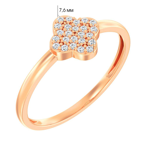 Каблучка з червоного золота з діамантами (арт. К011509010) – зображення 5