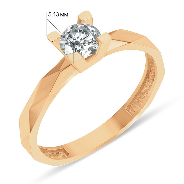 Золота каблучка для заручин з фіанітом (арт. 154829) – зображення 5