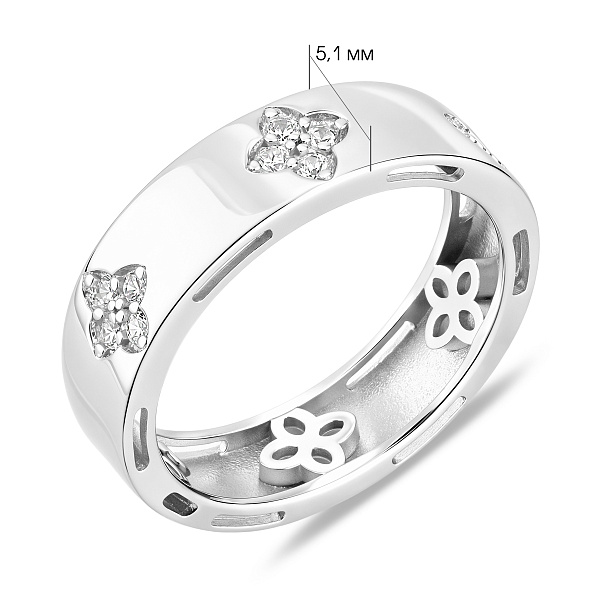 Серебряное кольцо с клевером из фианитов (арт. 7501/8378) – изображение 2