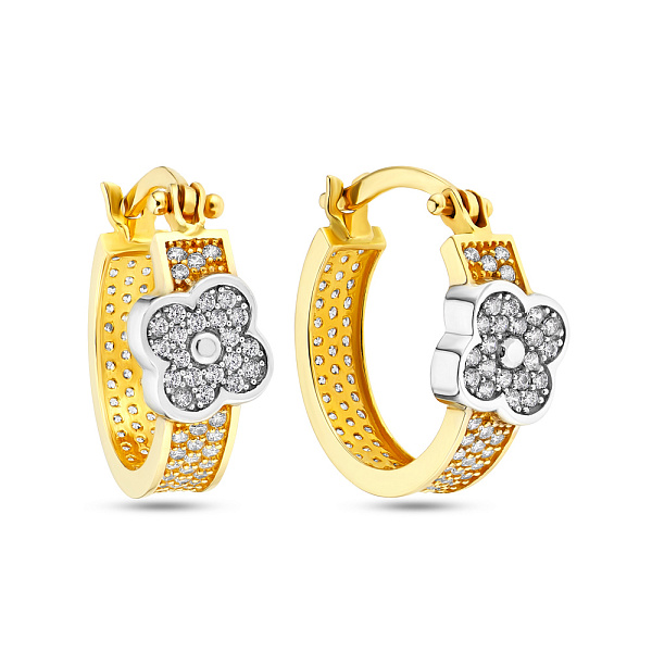 Серьги из желтого и белого золота (арт. 104932жб) – изображение 1