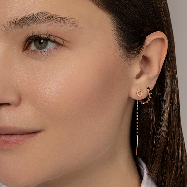 Серьги-протяжки «Цветы» из красного золота (арт. 106548) – изображение 3