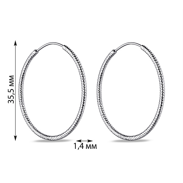 Серебряные серьги-кольца без камней (арт. 7502/9817/35) – изображение 2