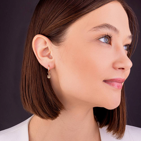 Золотые серьги Герб Украины (арт. 110034) – изображение 3