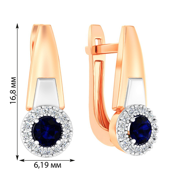 Золоті сережки з сапфіром і діамантами (арт. С011065с) – зображення 3