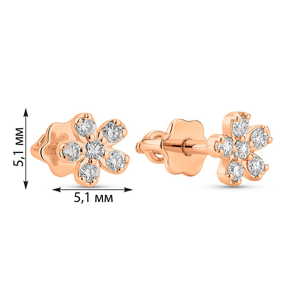Золоті сережки Квіти з діамантами (арт. Т011592010) – зображення 3