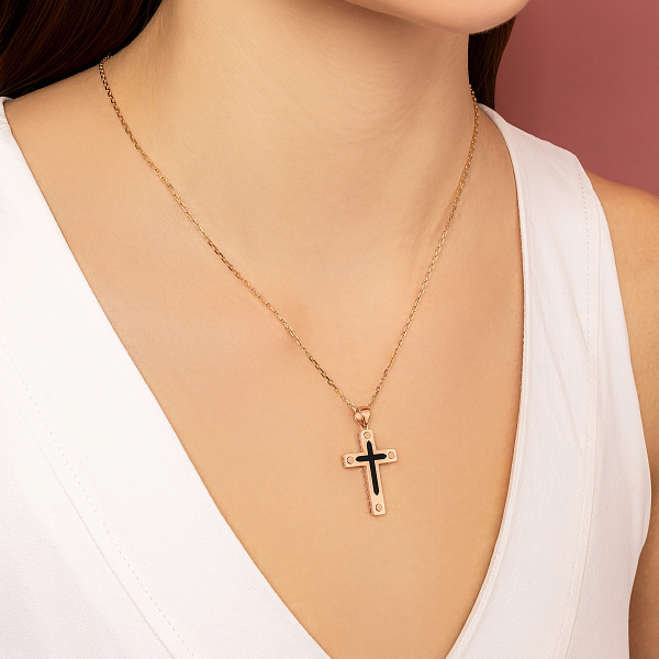 Крестик из красного золота с эмалью (арт. 424950еч) – изображение 3