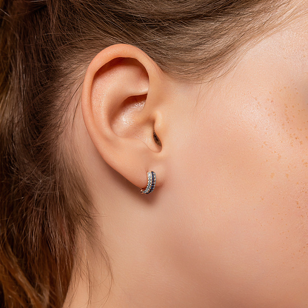 Золоті дитячі сережки з синіми фіанітами  (арт. 110317с) – зображення 2