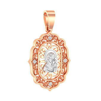 Золотая ладанка иконка Божья Матерь Казанская (арт. 440343)