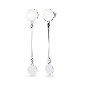 Золотые серьги подвески Лýна с эмалью (арт. 111067беп)