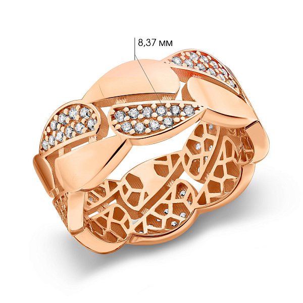 Кольцо из красного золота с фианитами (арт. 156330) – изображение 6
