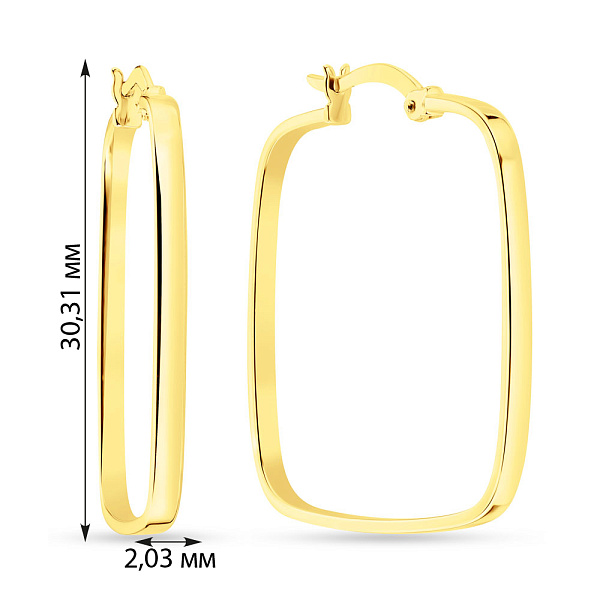 Сережки квадратной формы из желтого золота (арт. 108890/30ж) – изображение 3