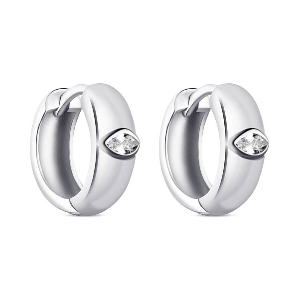 Серебряные серьги-кольца с фианитами (арт. 7502/9645/10) – изображение 1