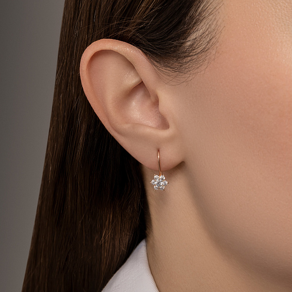 Дитячі золоті сережки «Квіточки» з фіанітами (арт. 110142) – зображення 2