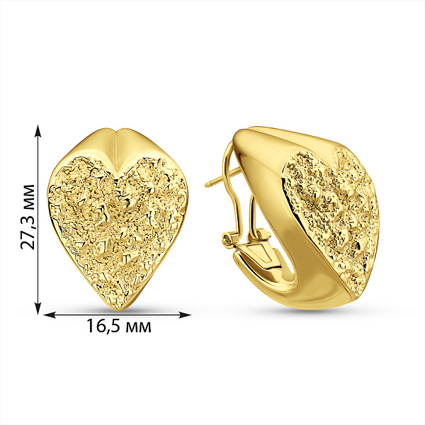 Золотые серьги Francelli Сердце без камней (арт. е1091971ж) – изображение 3