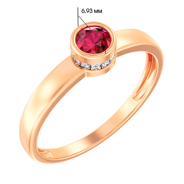 Кольцо с гранатом из красного золота (арт. 141091Пк) – изображение 2