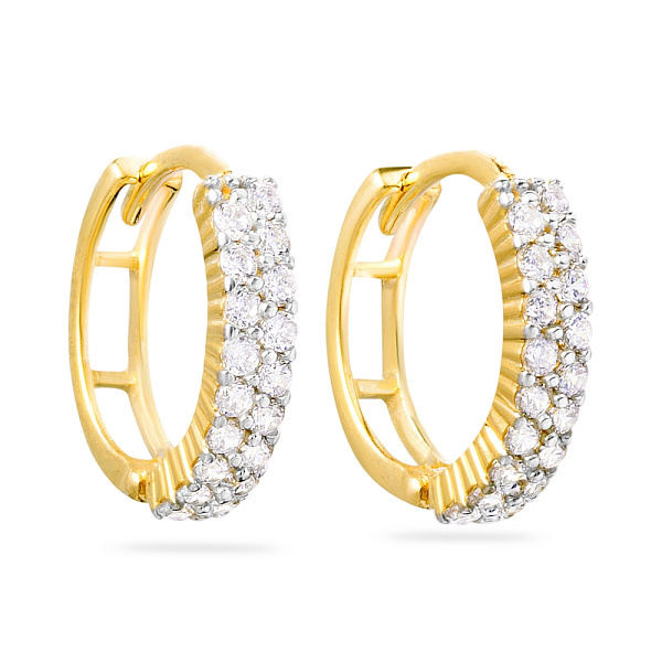 Серьги-колечки из желтого золота с фианитами (арт. 110192ж) – изображение 1