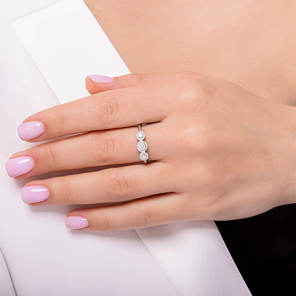 Каблучка з білого золота з діамантами (арт. К341492020б) – зображення 3