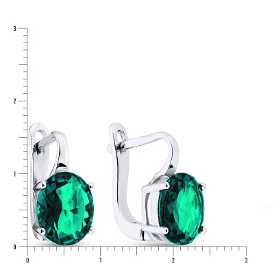 Сережки из серебра с зелеными фианитами (арт. 7502/3614цз)