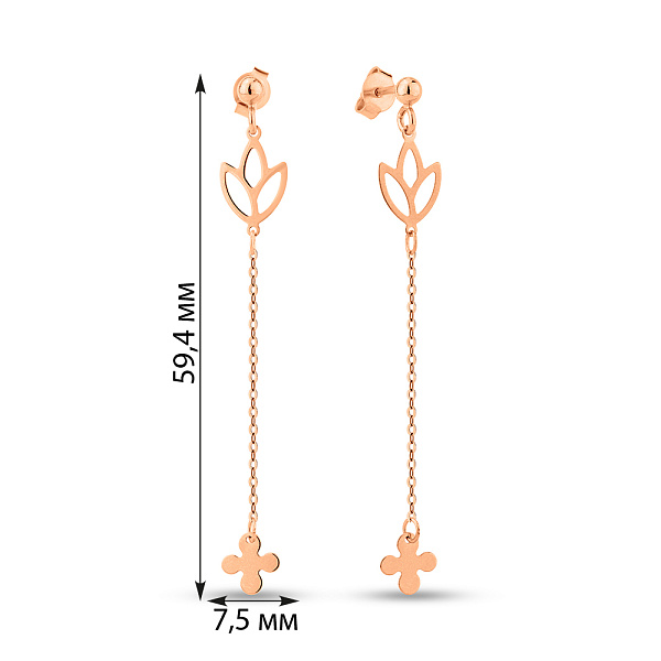 Длинные серьги из красного золота (арт. 1091564) – изображение 3