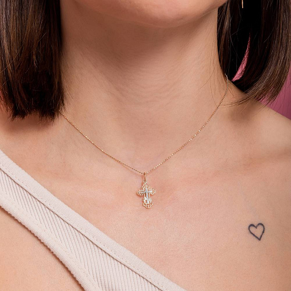 Хрестик з червоного золота «Тінь милосердя» (арт. 501511) – зображення 2