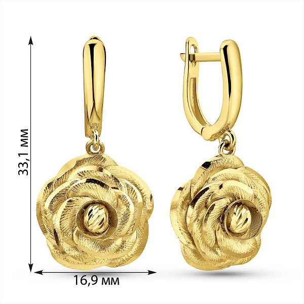 Золотые серьги  Роза (арт. 1091953ж) – изображение 5