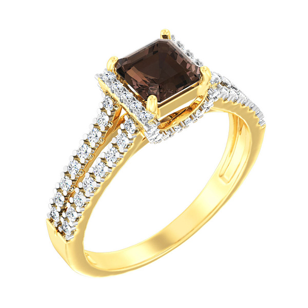 Золотое кольцо с кварцем (арт. 140523Пжкр) – изображение 1