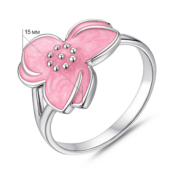 Срібна каблучка Квітка з емаллю (арт. 7501/279епркю) – зображення 2