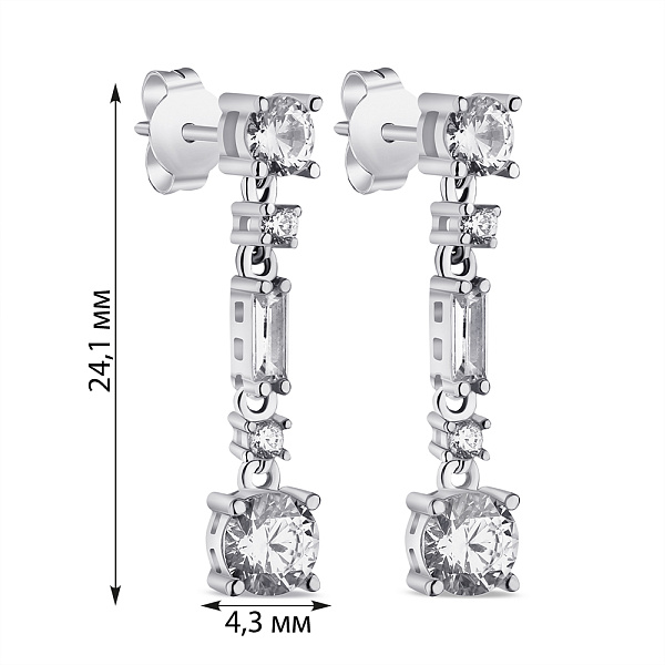 Серебряные серьги с подвеской и фианитами  (арт. 7518/6462) – изображение 2
