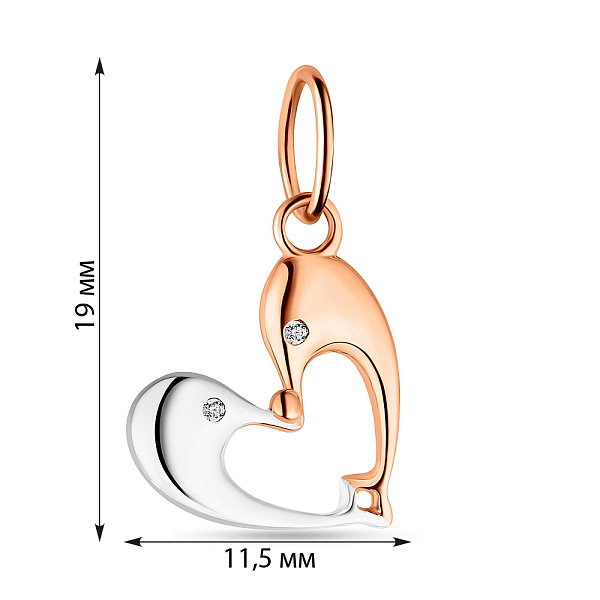 Золотий підвіс в комбінованому кольорі металу (арт. 424544кб) – зображення 2