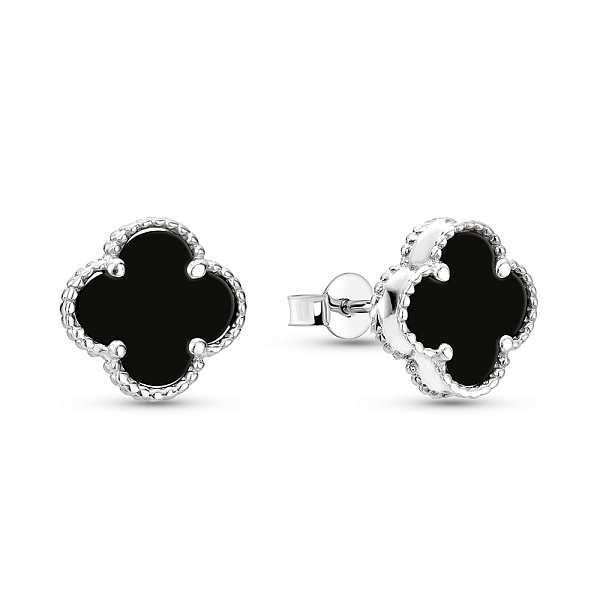 Золоті сережки Конюшина з оніксом (арт. 104811/9бо) – зображення 1