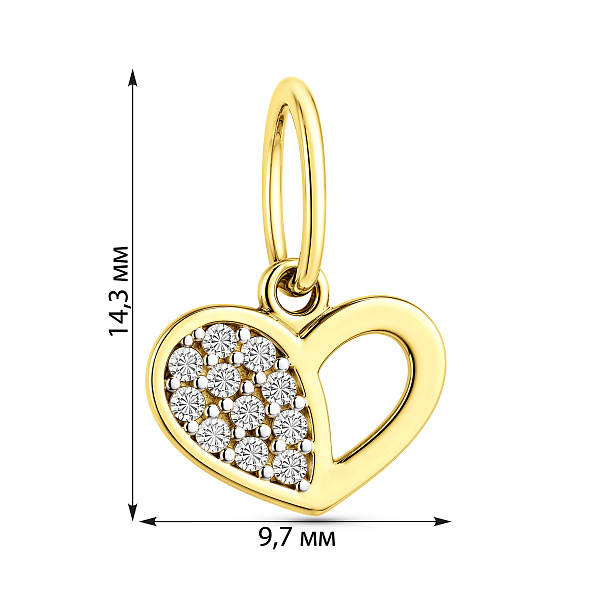 Золотая подвеска сердечко с фианитами (арт. 423157ж) – изображение 2