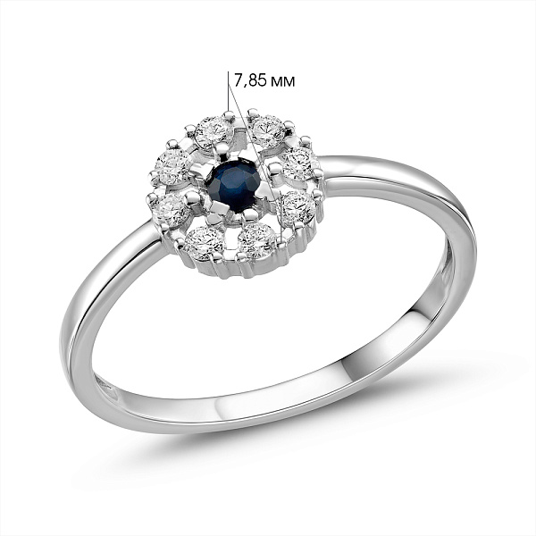Кольцо из белого золота с сапфиром и бриллиантами (арт. К011691бс) – изображение 4