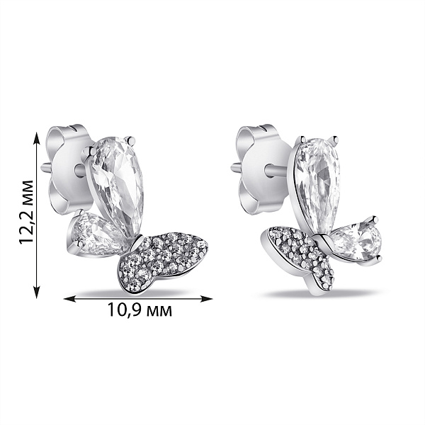 Серебряные серьги Бабочки с фианитами (арт. 7518/7049) – изображение 2