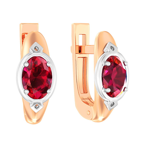 Золоті сережки з рубіном (арт. 119100ПР) – зображення 1